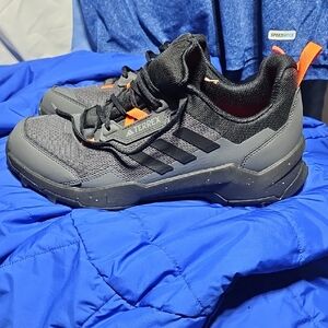 adidas Terrex Gray and Black Trail Sneakers with Orange Accents